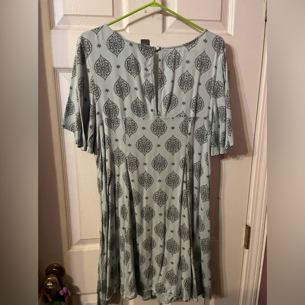 1
Torrid Medallion Print Button Front Skater Dress Mint Green Blue 2X - Picture 3 of 5